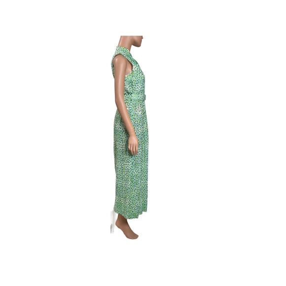 60s Anne Fogarty Green Polka Dot Sequin Accents Fit & Flare Junior Dress Sz XS - Picture 5 of 10